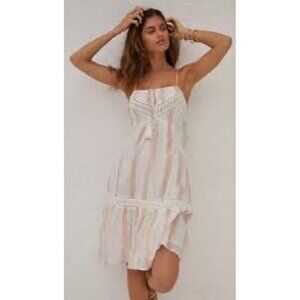 NWT MAHILA by ANTHROPOLOGIE Cream Striped Sleeveless Dress Shells Small $128.00